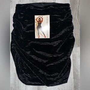 Naked wardrobe black velvet rouched mini skirt size XS
